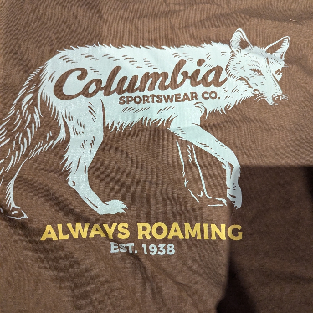 Columbia Tan Tee with Blue Tag